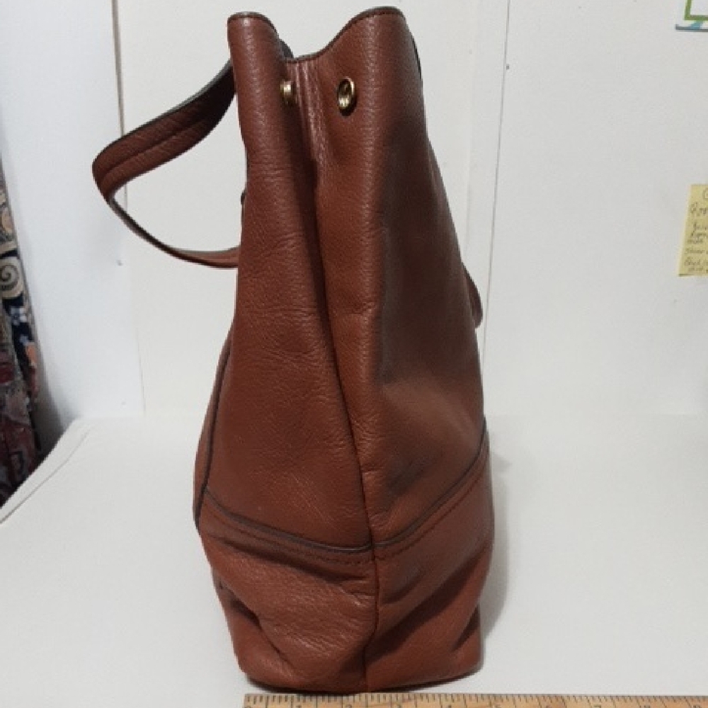 J. Crew Elegant Brown Leather Tote Bag - Picture 3 of 16